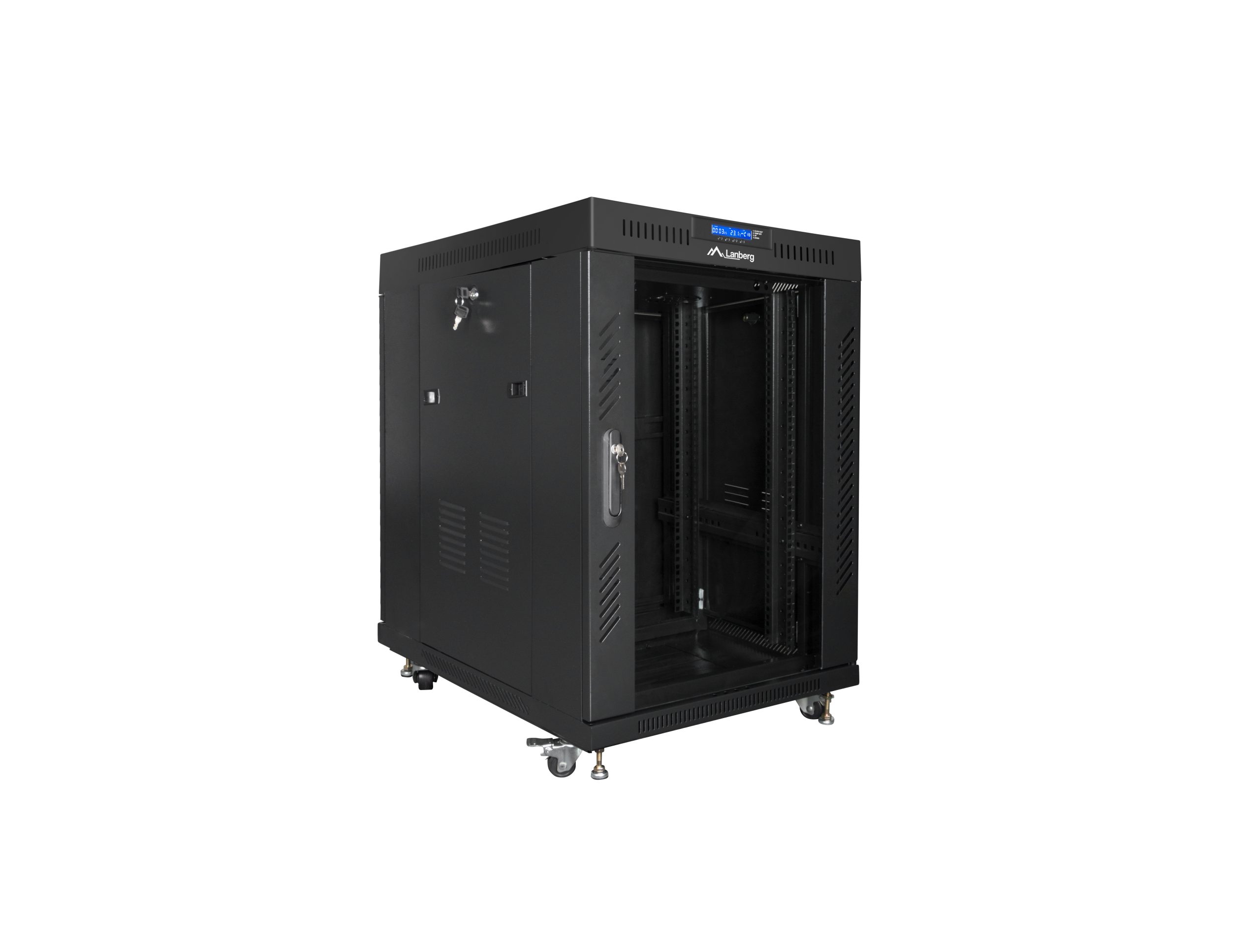 ARMARIO LANBERG RACK 19" 15U 800X1000 LCD PUERTA CRISTAL FLAT PACK NEGRO