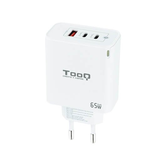 CARGADOR DE PARED TOOQ TRIPLE 2XUSB-C + USB A BLANCO 65W GAN