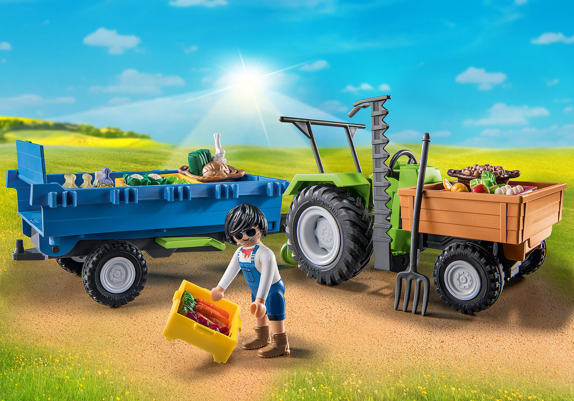 PLAYMOBIL TRACTOR CON REMOLQUE