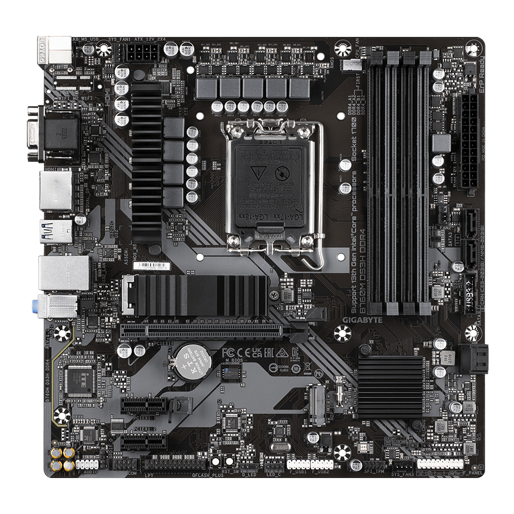 PLACA BASE GIGABYTE B760M DS3H DDR4 1700 M-ATX/ 4X DDR4/ 4X SATA 6GB/S/ 3X USB 3.2/ 2X USB 2.0