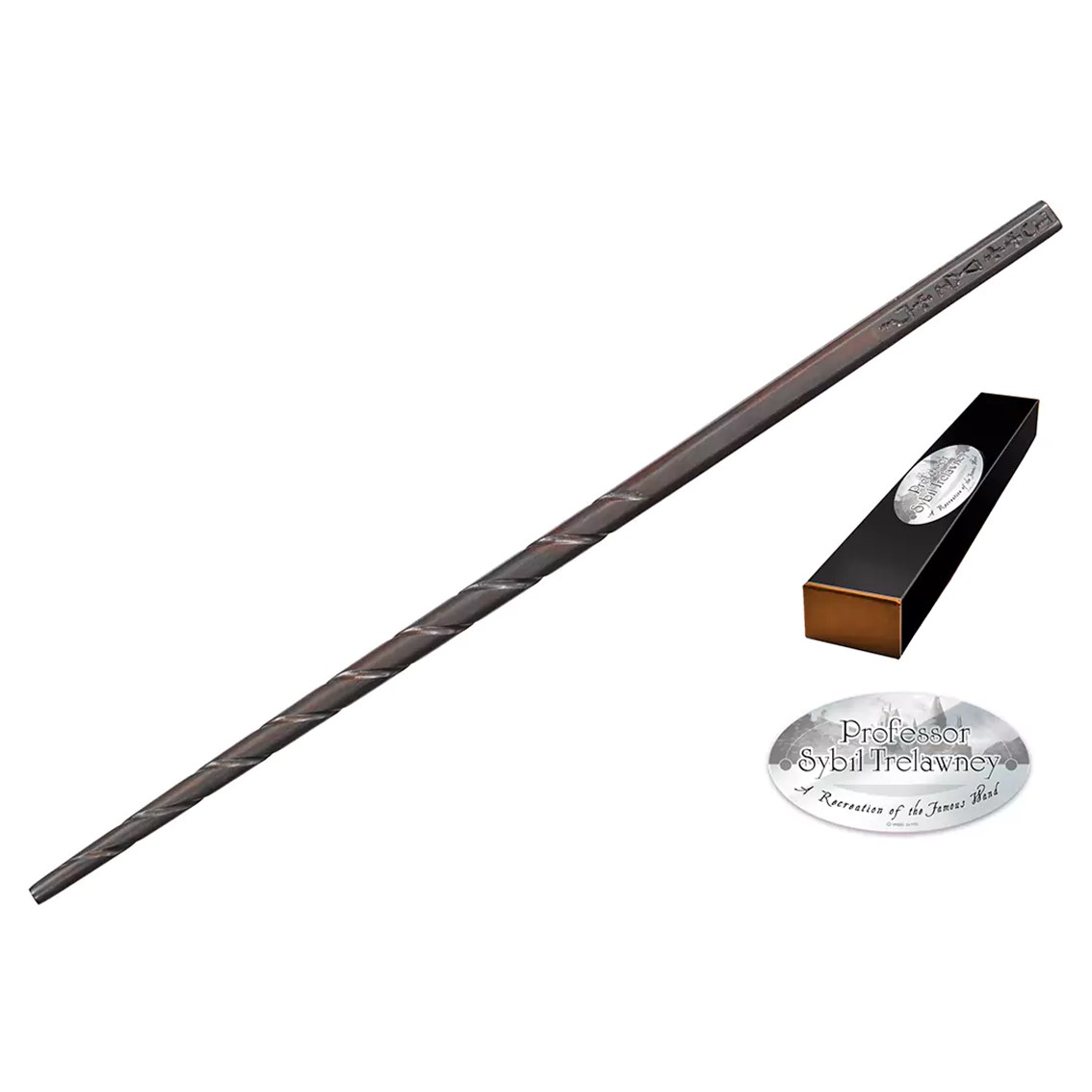 REPLICA THE NOBLE COLLECTION HARRY POTTER VARITA DE PROFESORA SYBIL TRELAWNEY CON CAJA Y PLACA DE IDENTIFICACION