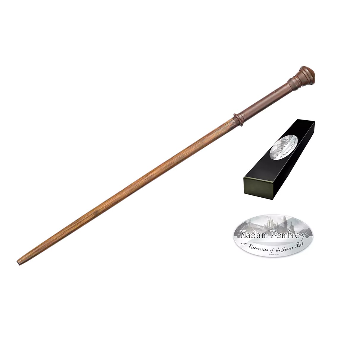 REPLICA THE NOBLE COLLECTION HARRY POTTER VARITA DE MADAM POMFREY CON CAJA Y PLACA DE IDENTIFICACION