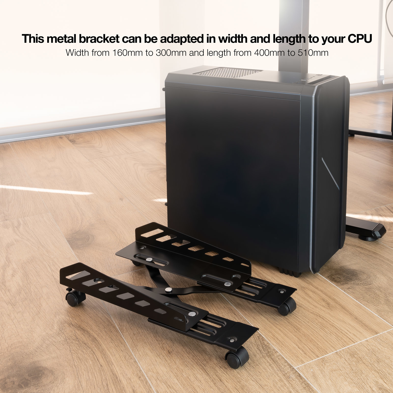 SOPORTE DE SUELO CON RUEDAS TOOQ PARA CPU UMCS0024-B METALICO CARGA MAXIMA 25KG