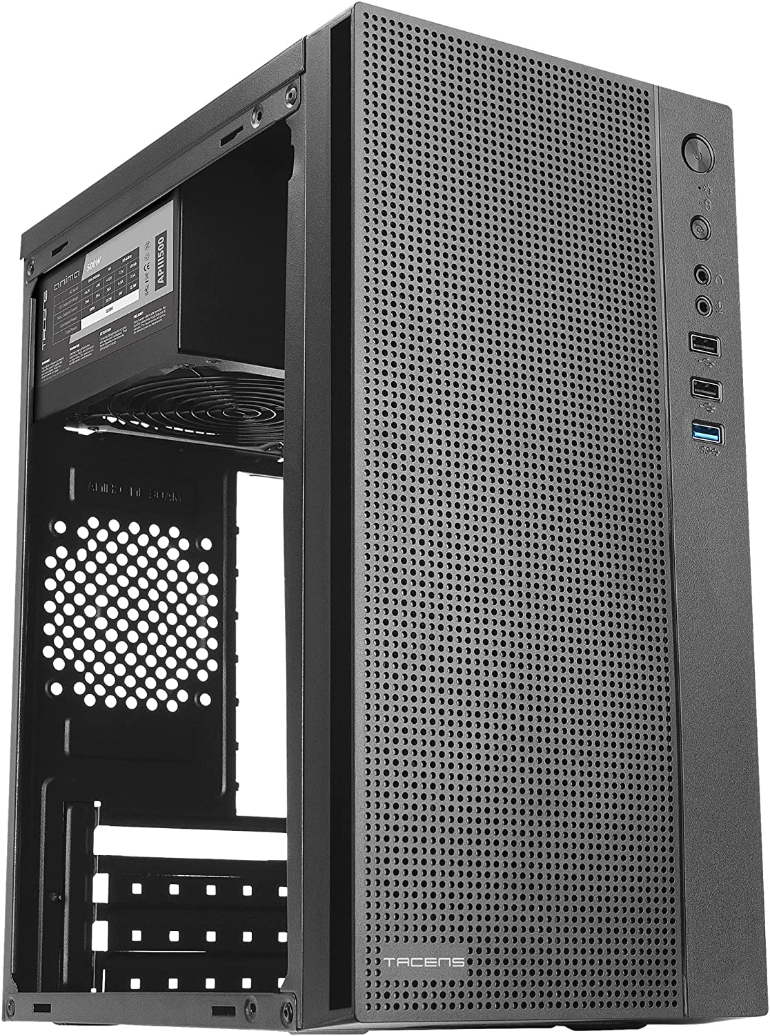 CAJA ORDENADOR MICROATX TACENS AC5500 FUENTE 500W NEGRA