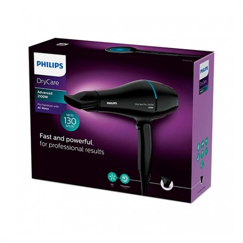 SECADOR DE PELO PHILIPS DRYCARE ADVANCED PRO NEGRO / 2100W / IONIZADOR / FRIO / BOQUILLA 9MM / CABLE 1.8M / 6 POSICIONES