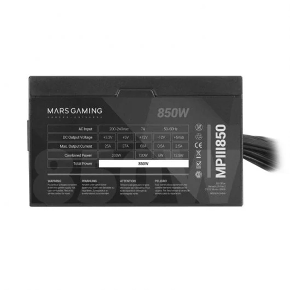 FUENTE DE ALIMENTACION MARS GAMING MPIII850 850W ATX