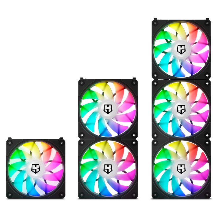 VENTILADOR CAJA NOX HUMMER EASYLINK BLACK 3 X 120MM LED ARGB