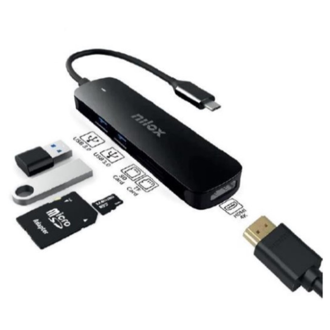 DOCK NILOX 1 X USB TIPO C / 2 X USB 3.0 / SD / MICRO SD SALIDA USB TIPO C