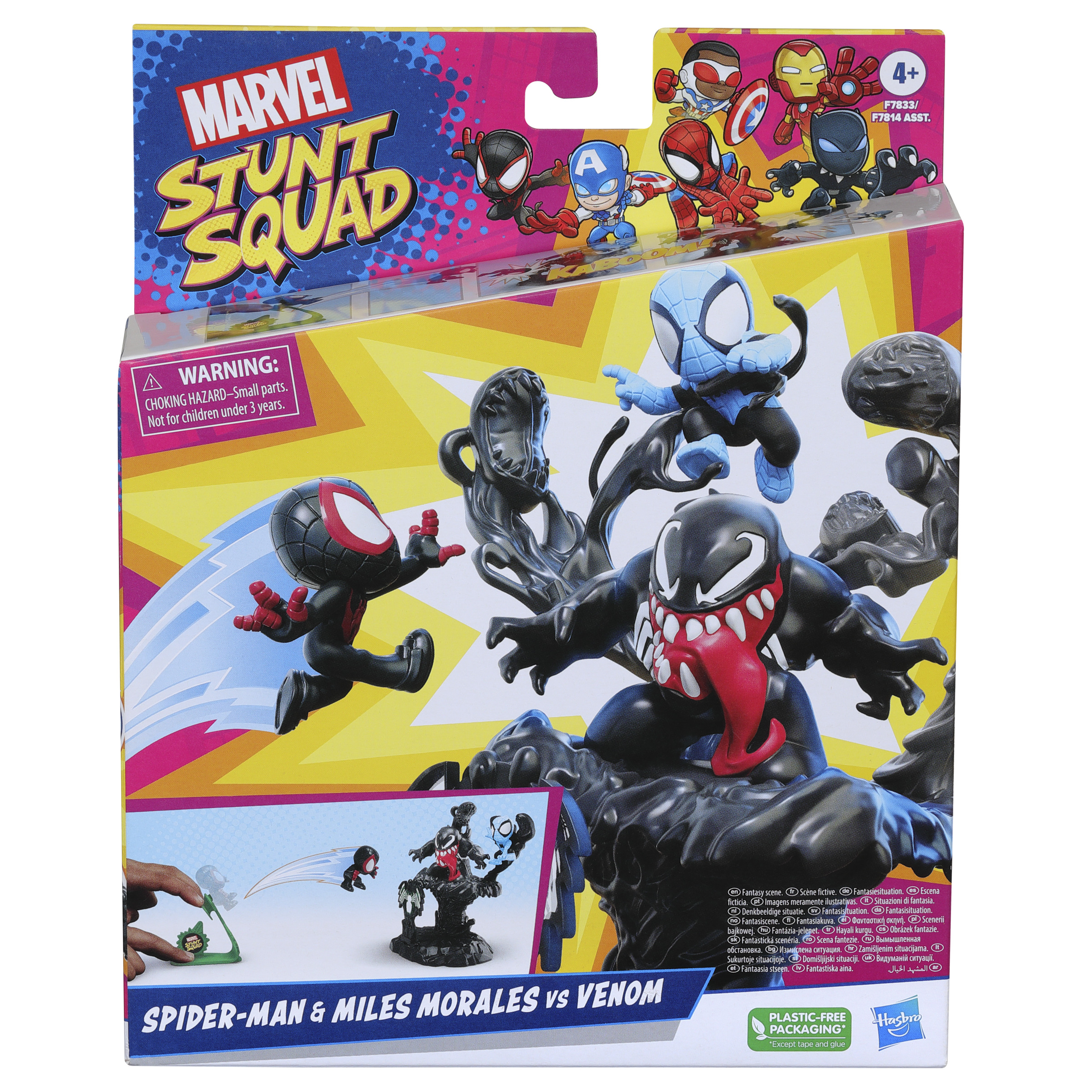 SET DE JUEGO HASBRO MARVEL STUNT SQUAD VILLAIN KNOCKDOWN SPIDER-MAN Y MILES MORALES VS VENOM