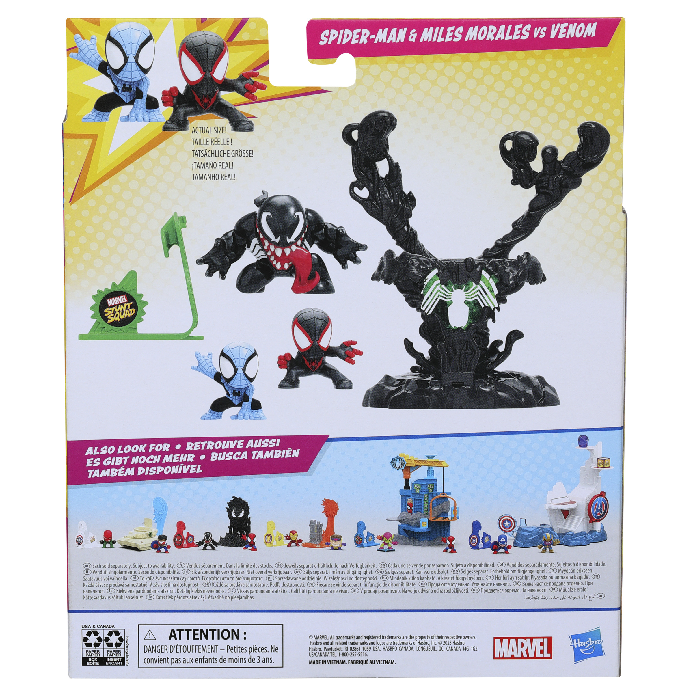 SET DE JUEGO HASBRO MARVEL STUNT SQUAD VILLAIN KNOCKDOWN SPIDER-MAN Y MILES MORALES VS VENOM