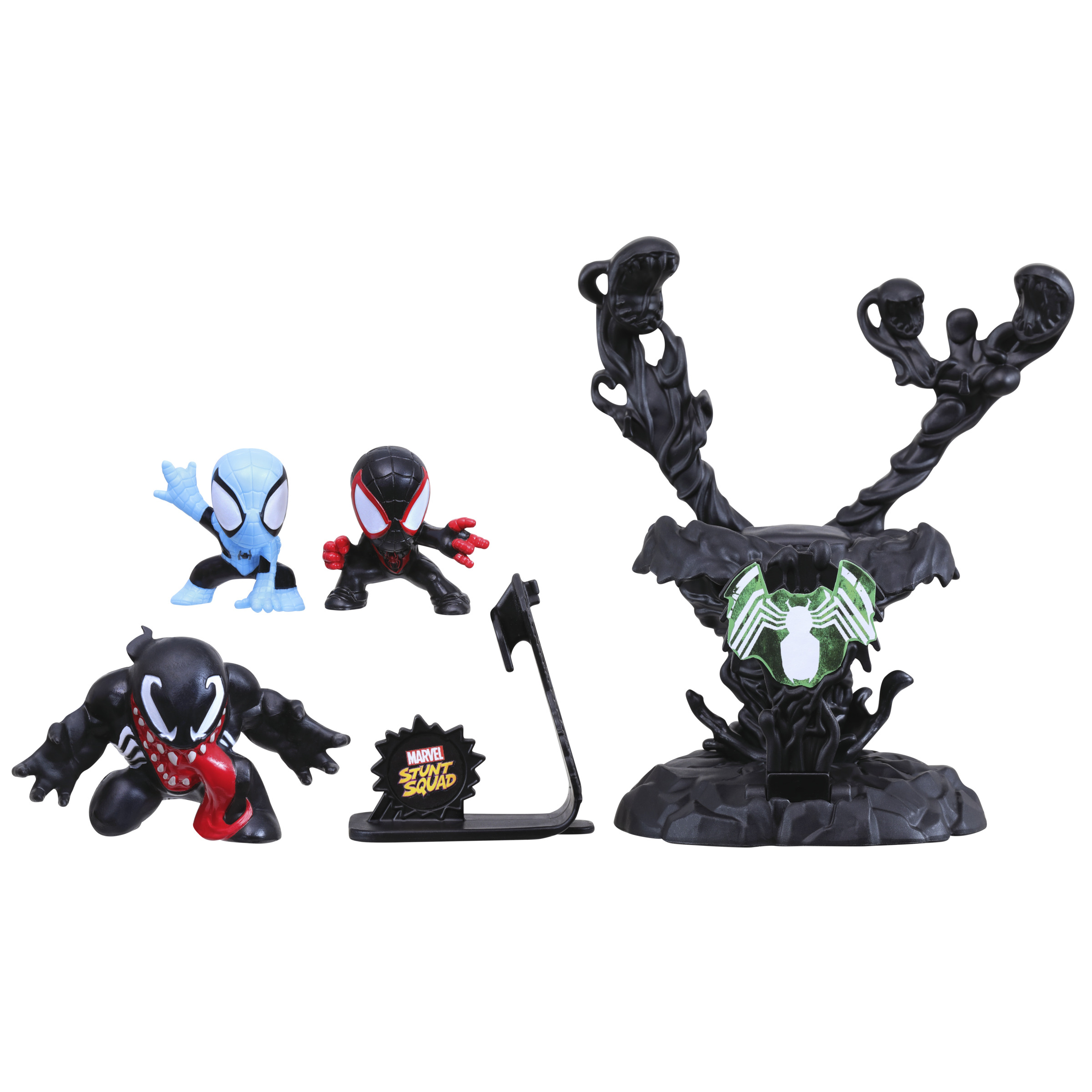 SET DE JUEGO HASBRO MARVEL STUNT SQUAD VILLAIN KNOCKDOWN SPIDER-MAN Y MILES MORALES VS VENOM