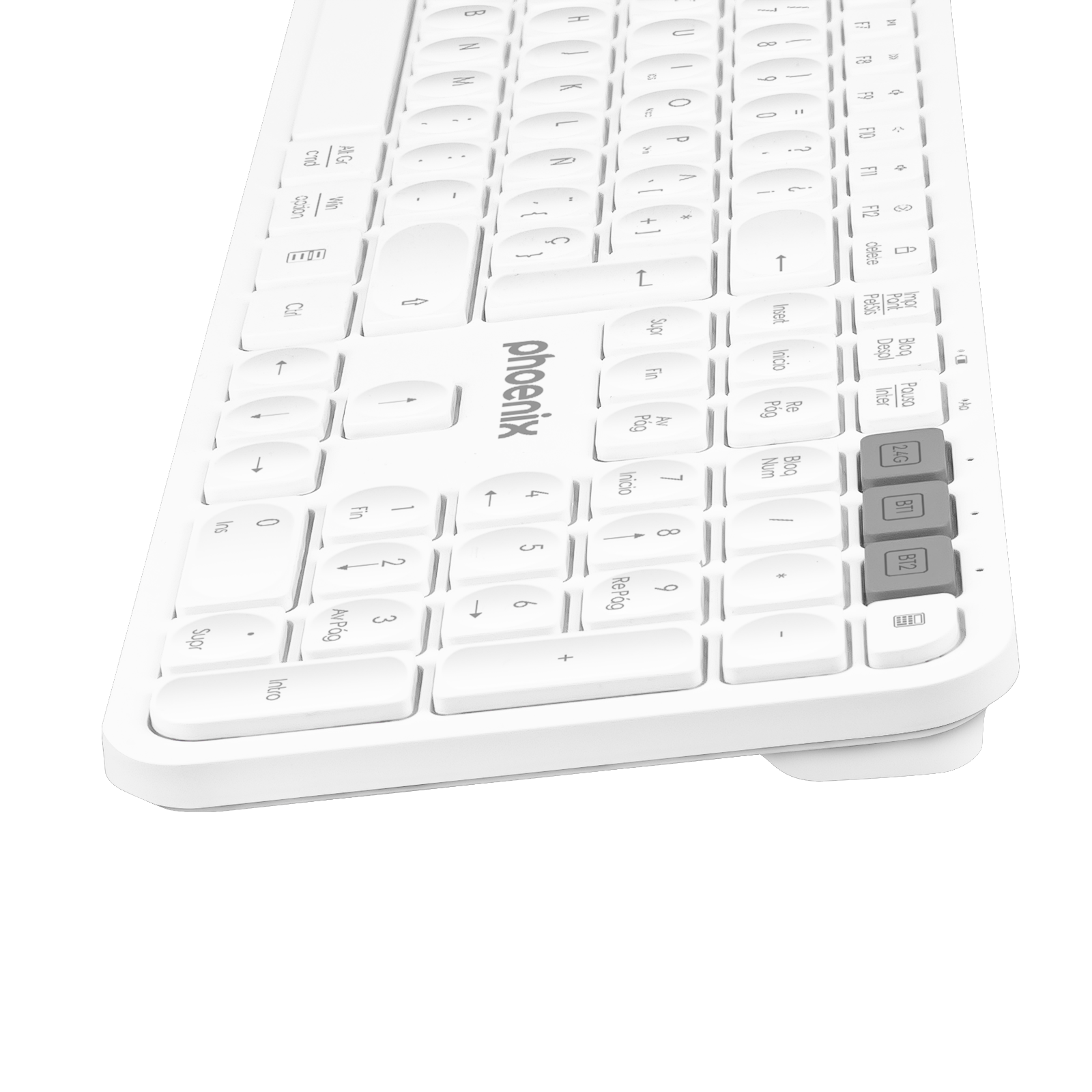 Teclado Inalámbrico Multidispositivo Phoenix K300 Blueooth Dual y 2.4Ghz Blanco