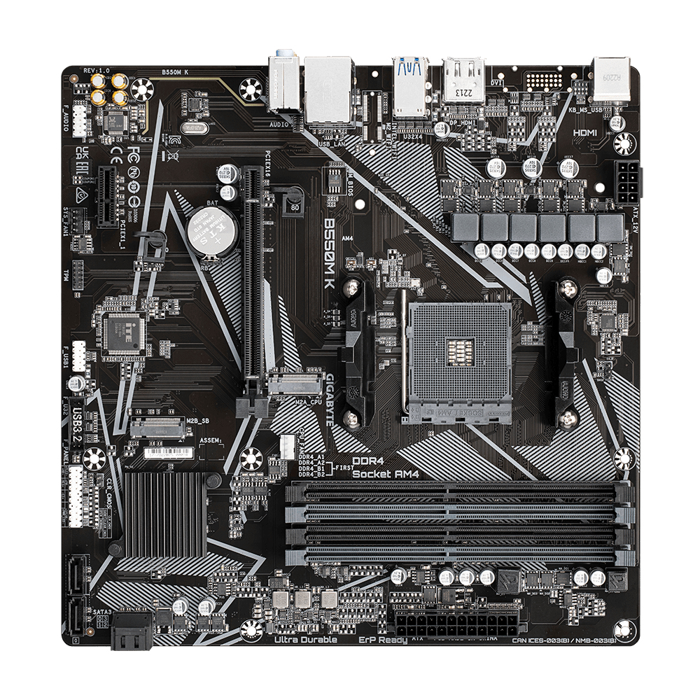 PLACA BASE GIGABYTE B550M K AM4 M-ATX/ 4X DDR4/ 4X SATA3/ 4X USB 3.2/ 4X USB 2.0