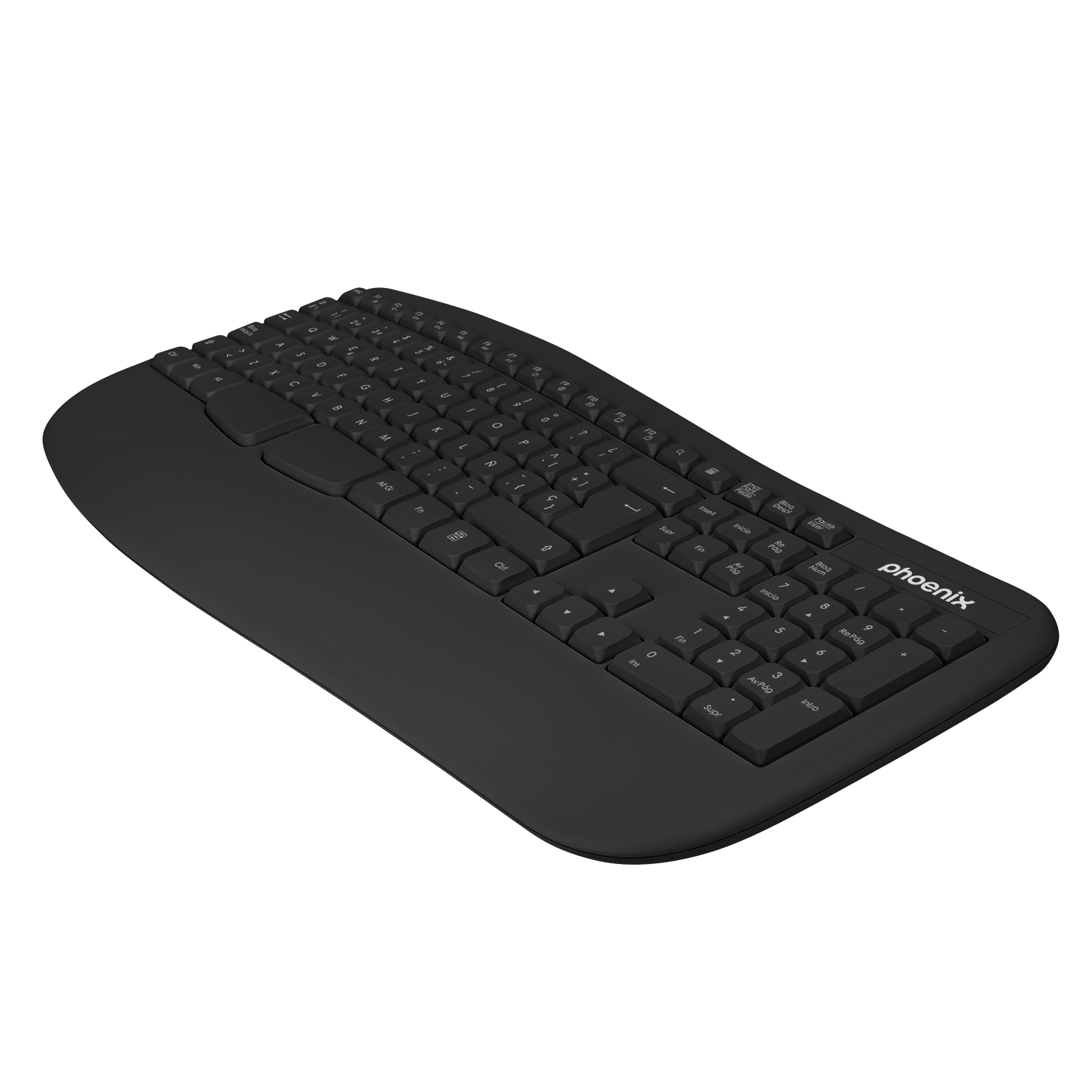 Phoenix K201 Teclado Ergonomico Inalambrico 2.4Ghz Negro