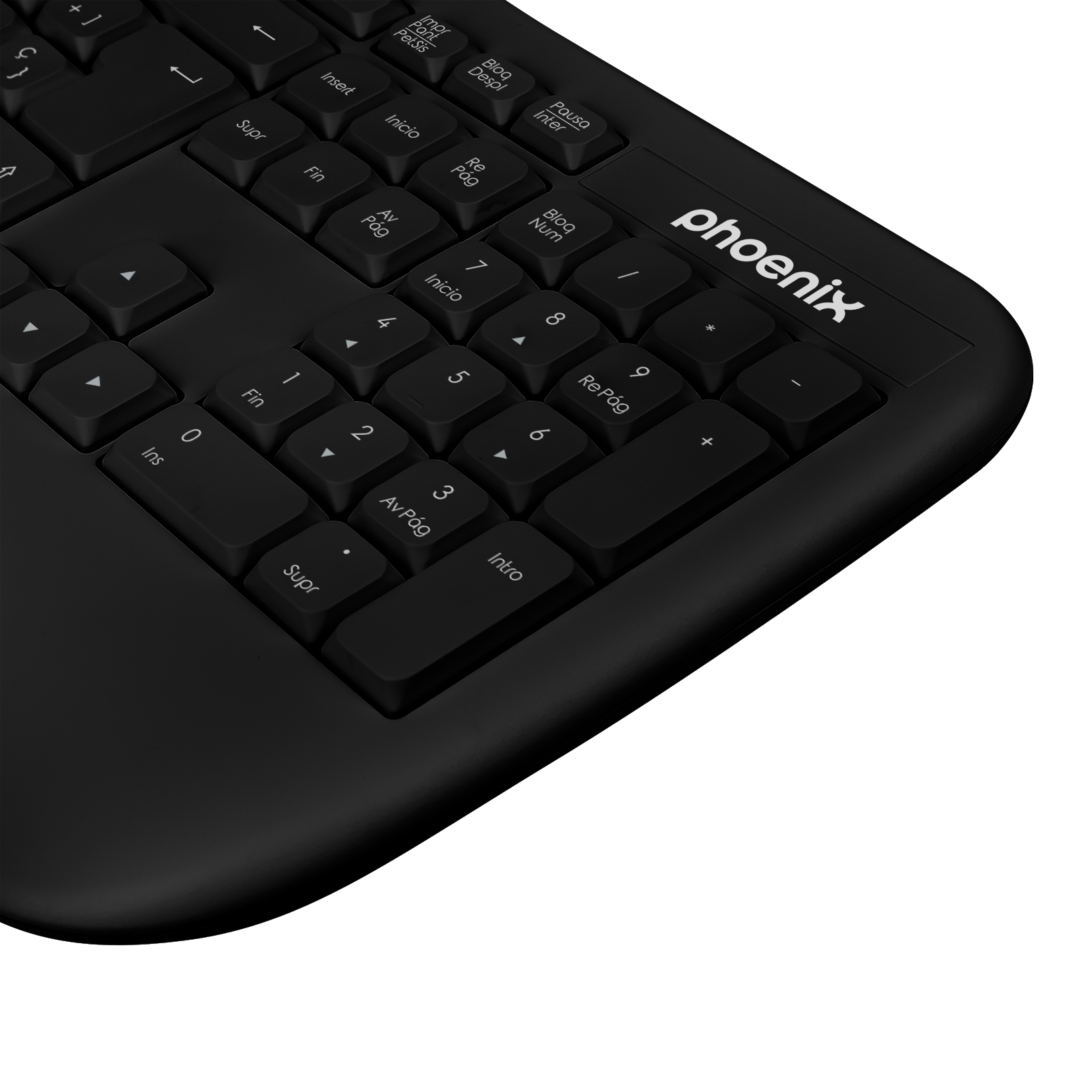 Phoenix K201 Teclado Ergonomico Inalambrico 2.4Ghz Negro