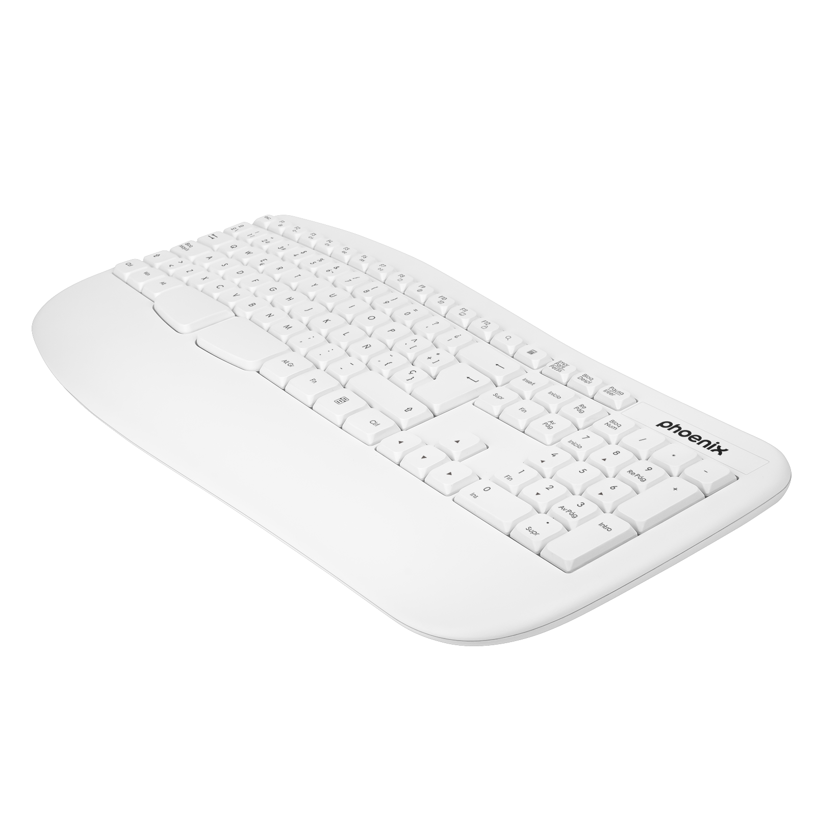 Phoenix K201 Teclado Ergonómico Inalámbrico 2.4Ghz Blanco