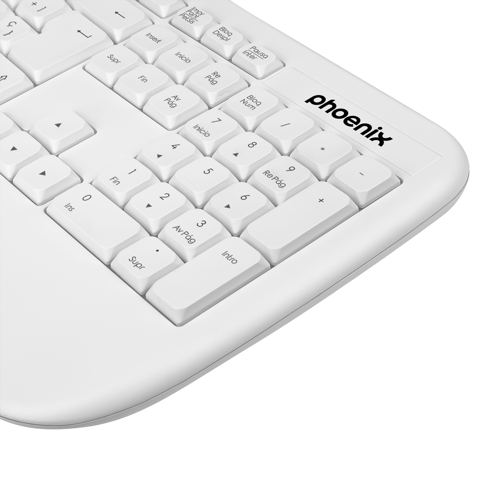 Phoenix K201 Teclado Ergonómico Inalámbrico 2.4Ghz Blanco