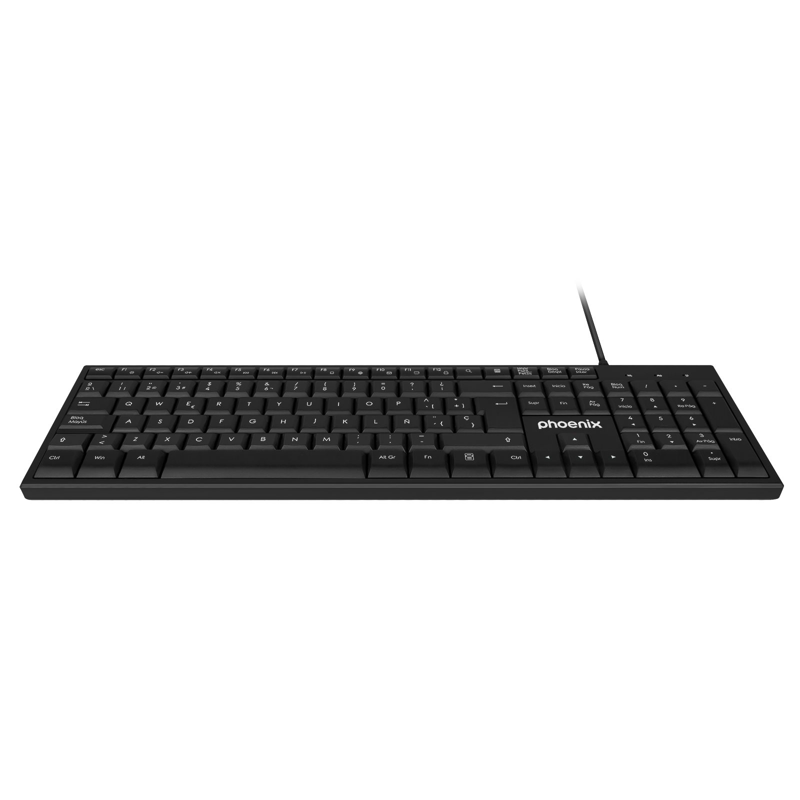 Phoenix K100 Teclado Multimedia USB Negro QWERTY Oficina