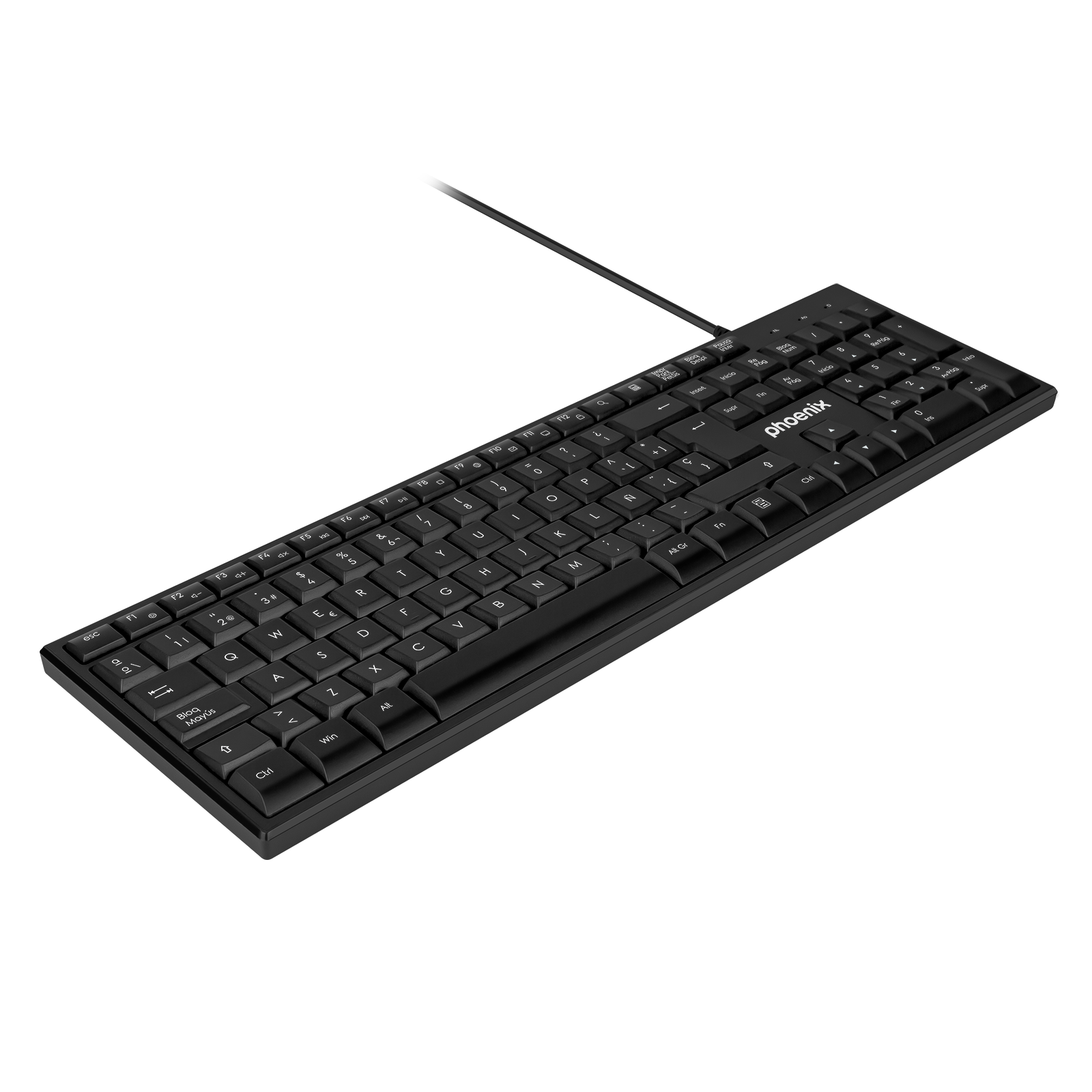 Phoenix K100 Teclado Multimedia USB Negro QWERTY Oficina