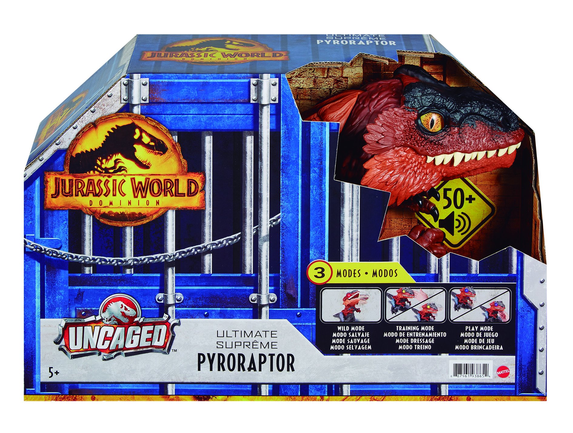 FIGURA MATTEL JURASSIC WORLD DINOSAURIO DESENJAULADO EN LLAMAS