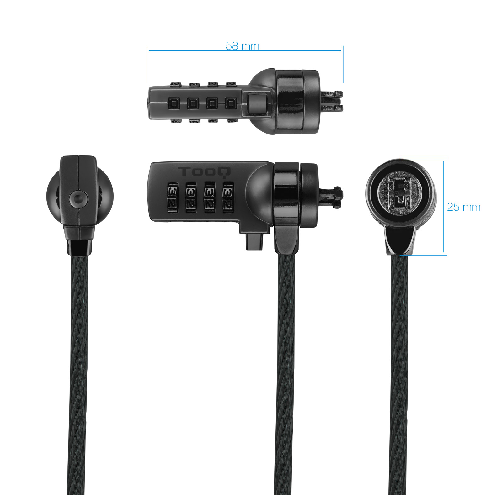 CABLE TOOQ SEGURIDAD COMBINACION PARA PORTATILES 1.5M