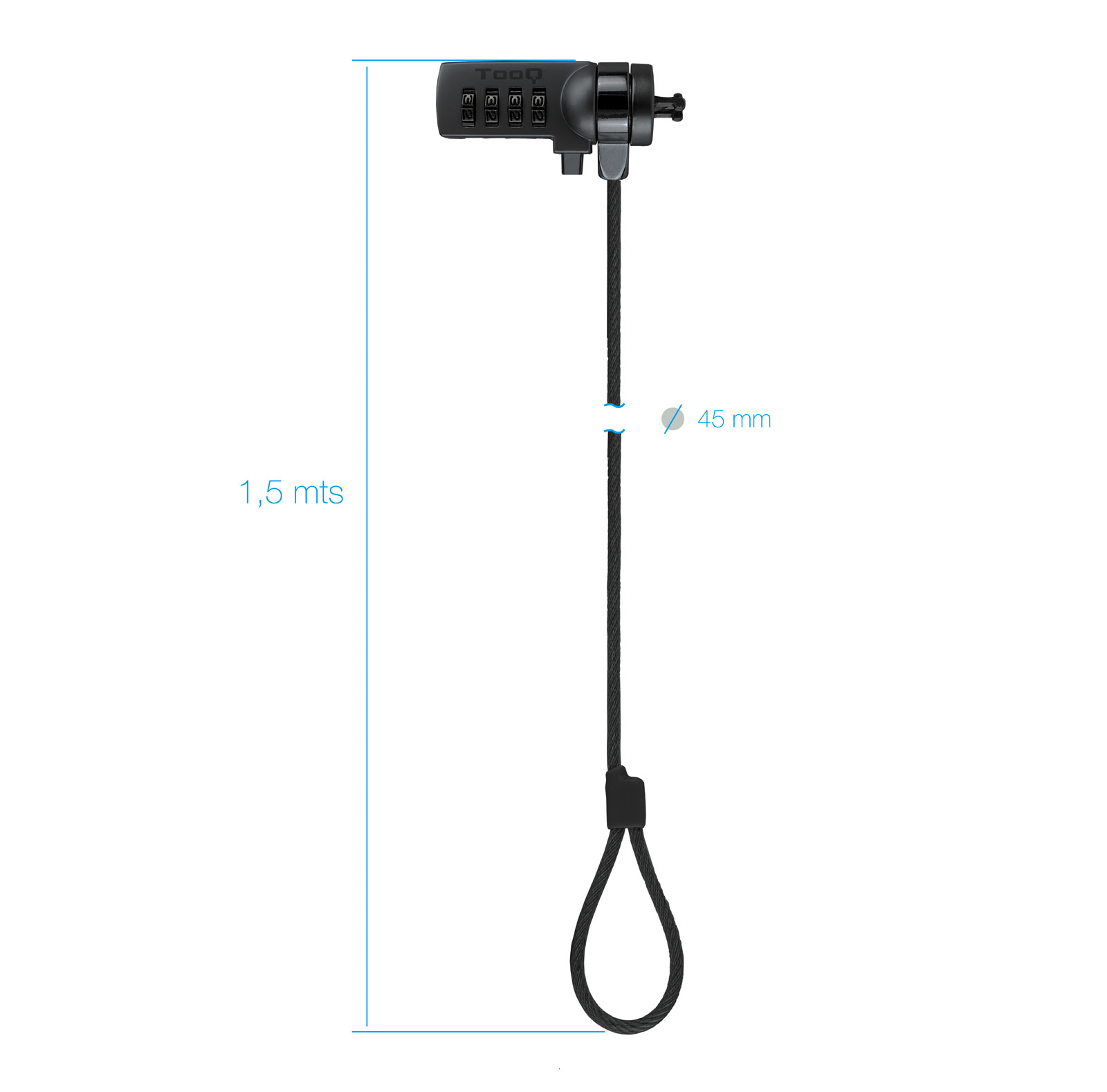 CABLE TOOQ SEGURIDAD COMBINACION PARA PORTATILES 1.5M