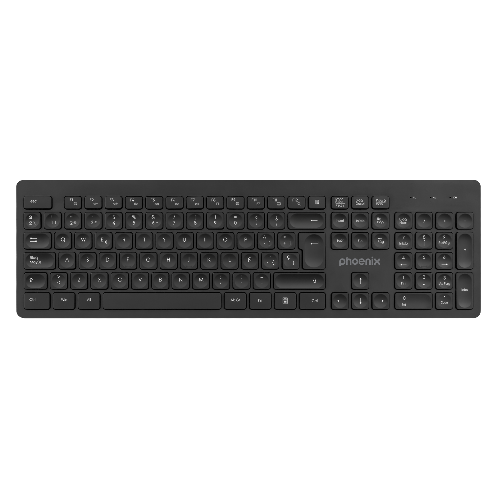 Teclado Inalambrico QWERTY Phoenix K200 Negro Delgado