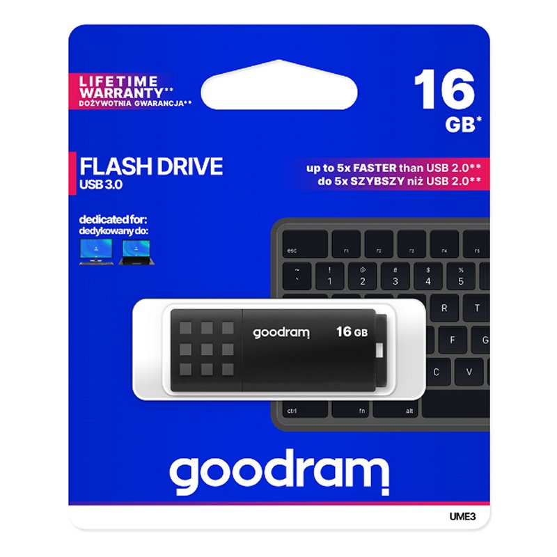 MEMORIA USB 3.0 GOODRAM 16GB UME3 NEGRO