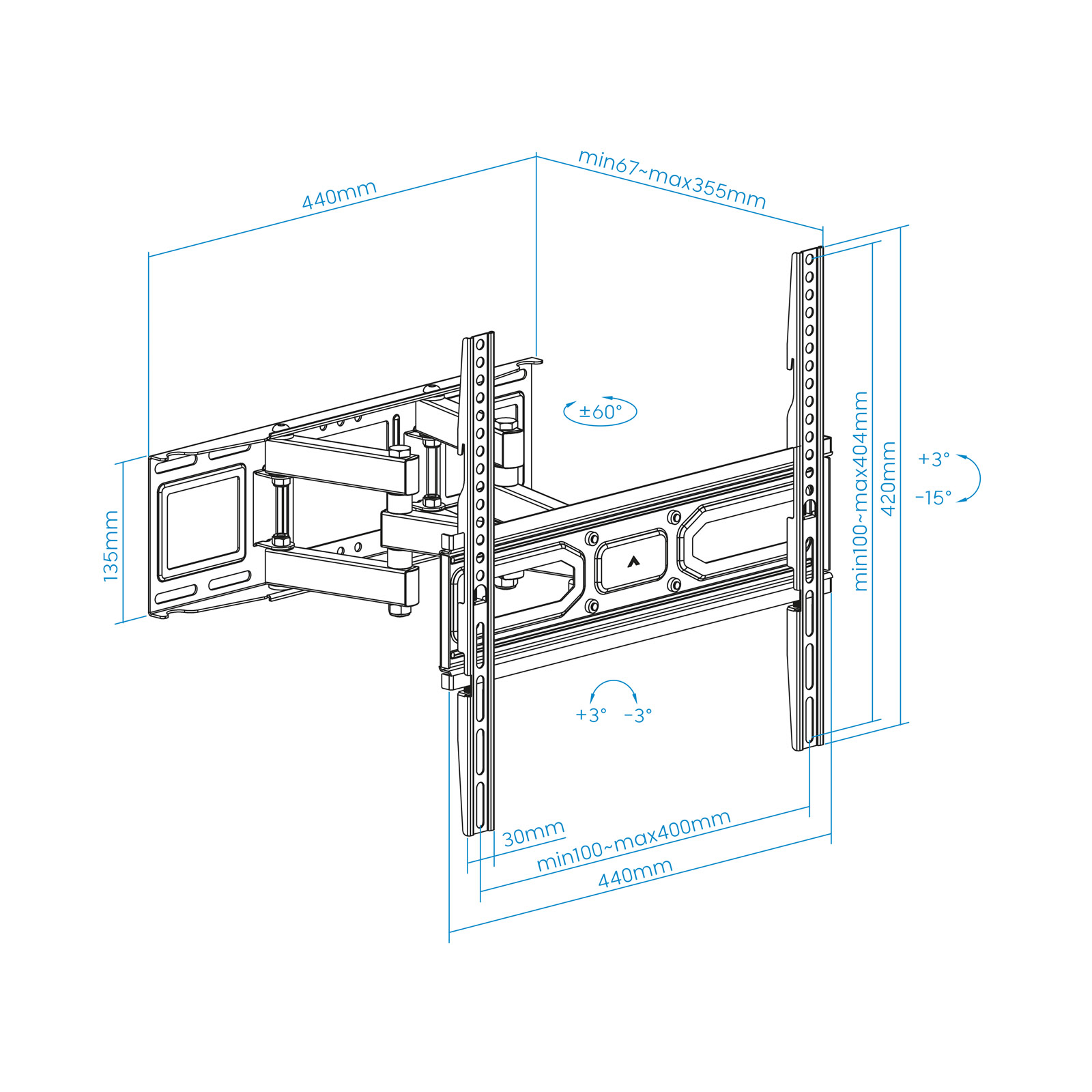 SOPORTE DE PARED TOOQ PARA PANTALLAS 32"- 70" INCLINABLE