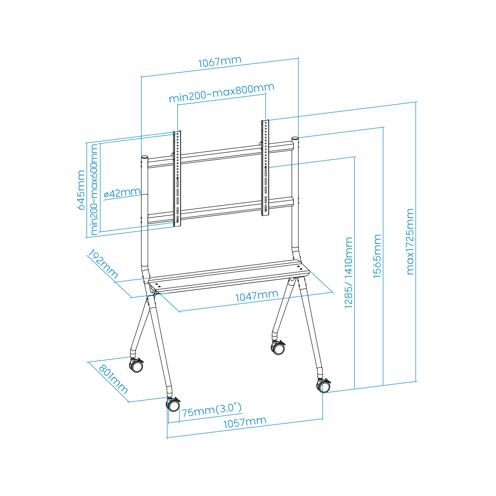 SOPORTE DE SUELO CON RUEDAS TOOQ FS20205M-B 50" - 86" CARGA MAXIMA 120KG