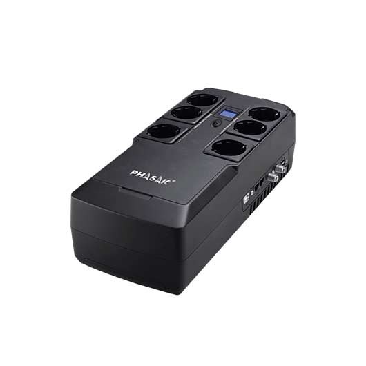 SAI UPS PHASAK 800VA INTERACT KYPTOS PH 9478 S 3xSCHUKO 3xSURGE PROTECT RJ45 USB 0.8KVA