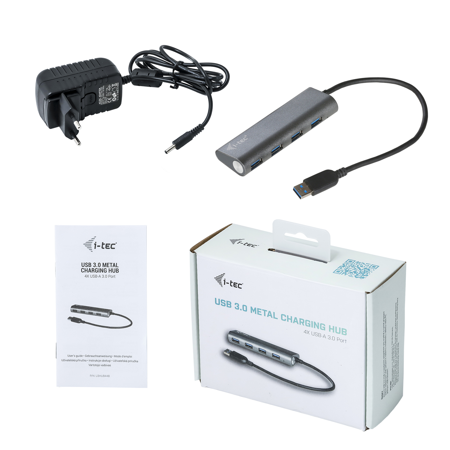 HUB I-TEC USB 3.0 CON 4 PUERTOS USB 3.0 METALICO CON ADAPTADOR DE ALIMENTACION
