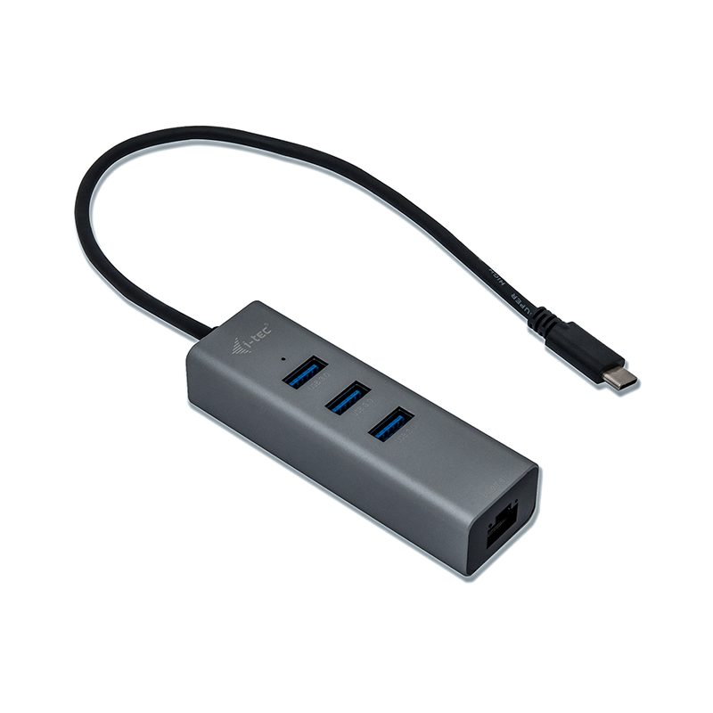 HUB I-TEC USB-C CON 3 PUERTOS USB 3.0 Y ETHERNET GLAN RJ-45