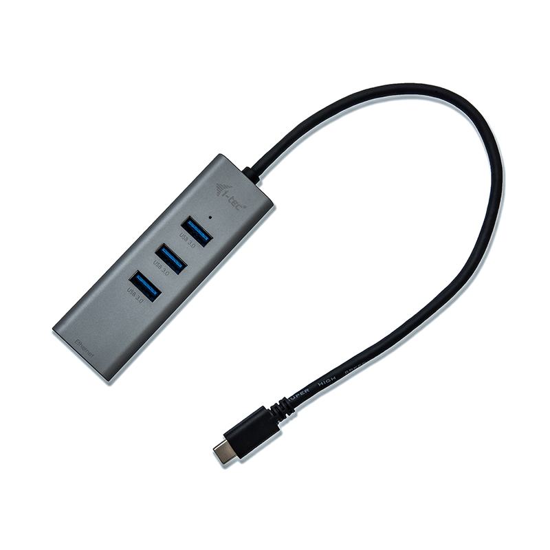 HUB I-TEC USB-C CON 3 PUERTOS USB 3.0 Y ETHERNET GLAN RJ-45