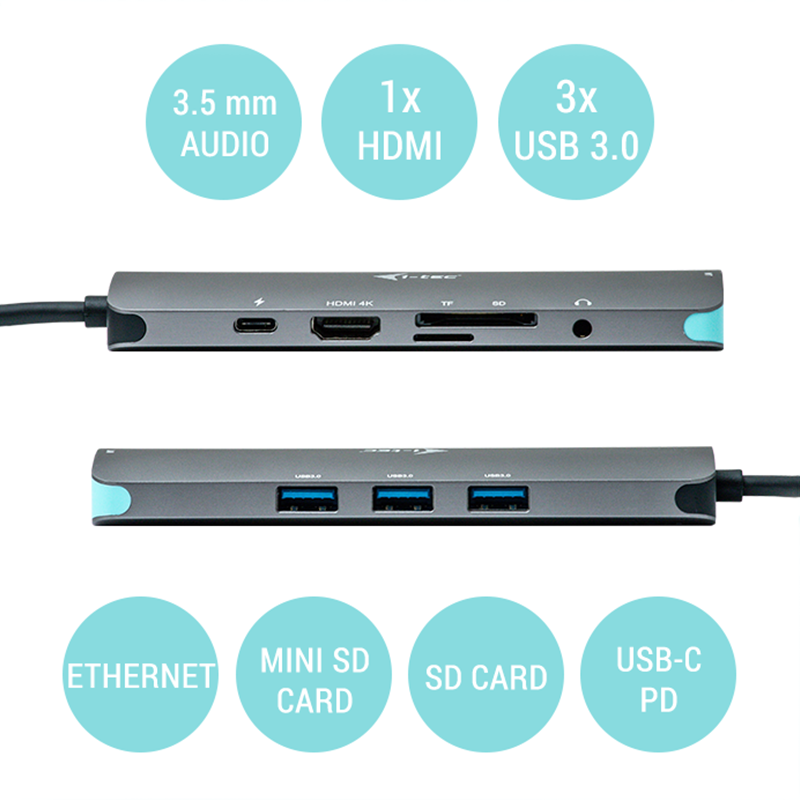 NANO DOCKING STATION I-TEC USB-C 4K CON LAN Y POWER DELIVERY 100W