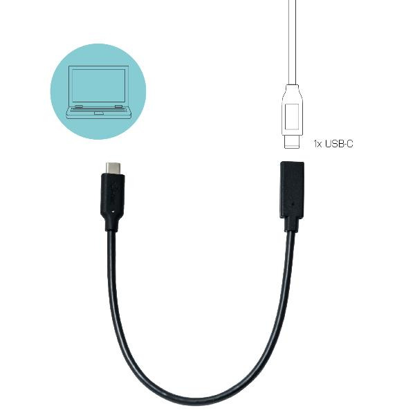CABLE ADAPTADOR I-TEC USB-C MACHO A USB-C HEMBRA 0.3M