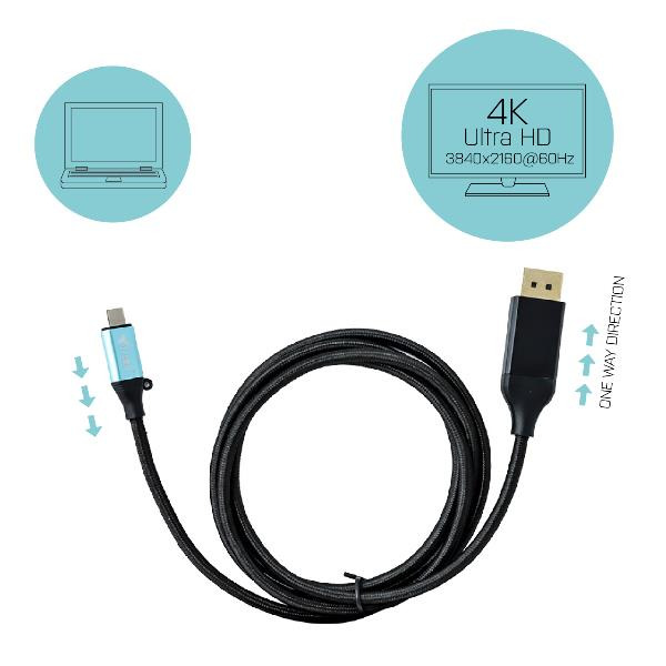 CABLE ADAPTADOR I-TEC USB-C A DISPLAYPORT - 4K/60HZ 1.5M COMPATIBLE CON THUNDERBOLT 3