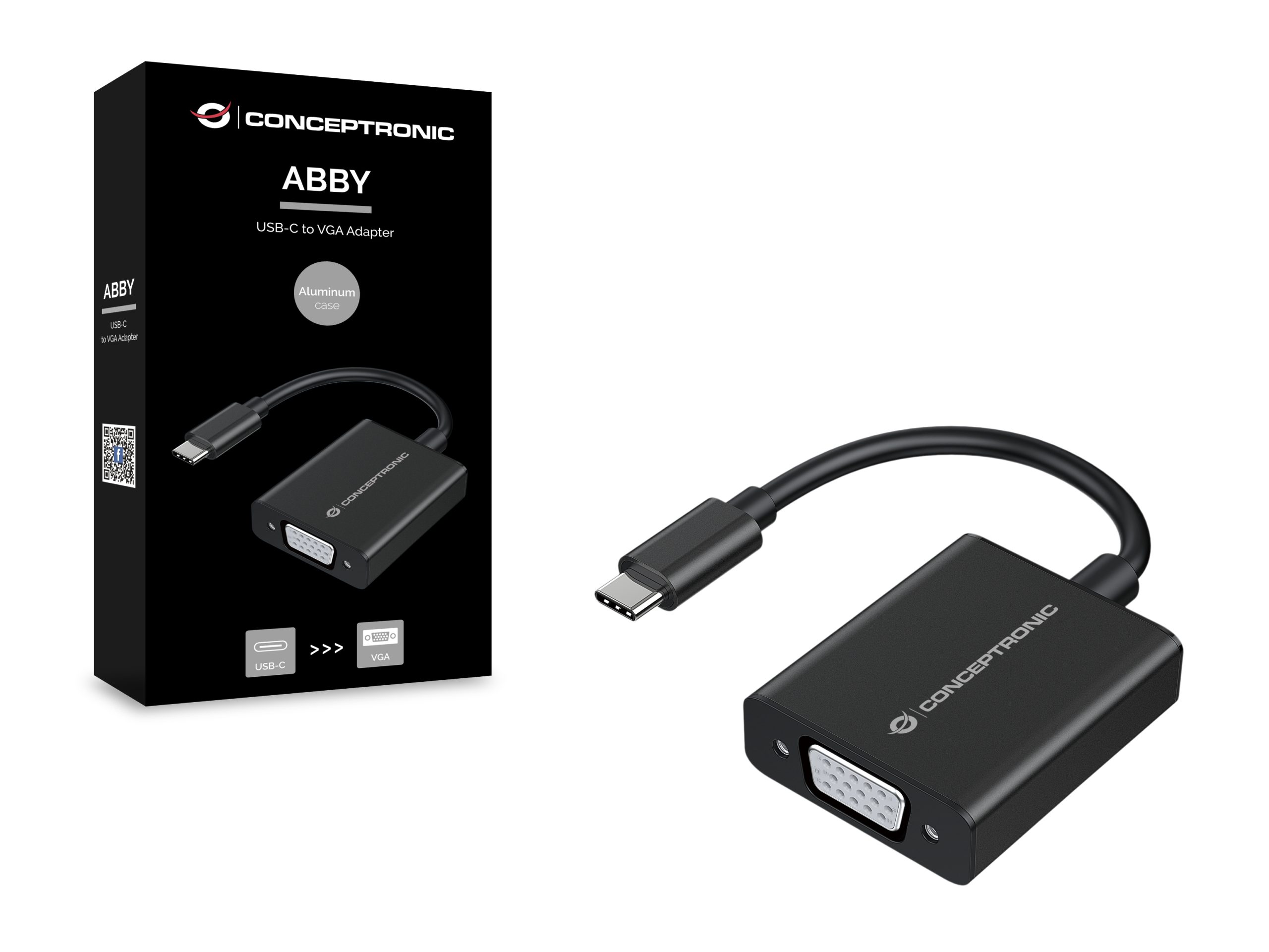 ADAPTADOR USB TIPO C A VGA CONCEPTRONIC 10.8CM / MACHO-HEMBRA / NEGRO