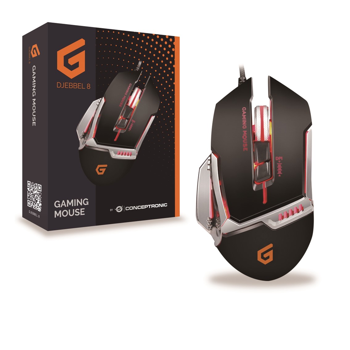 MOUSE RATON GAMING CONCEPTRONIC DJEBBEL02B OPTICO / USB / 4000DPI
