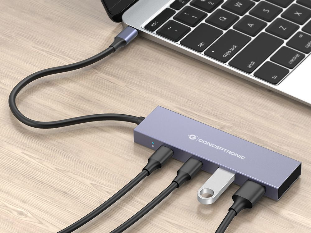 HUB USB TIPO C CONCEPTRONIC HUBBIES13G 2 X USB TIPO C / 2 X USB TIPO A / ALUMINIO