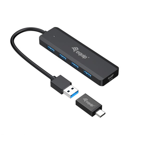HUB USB EQUIP LIFE A 4 X USB 3.2 / 1 X USB TIPO C + ADAPTADOR USB TIPO C