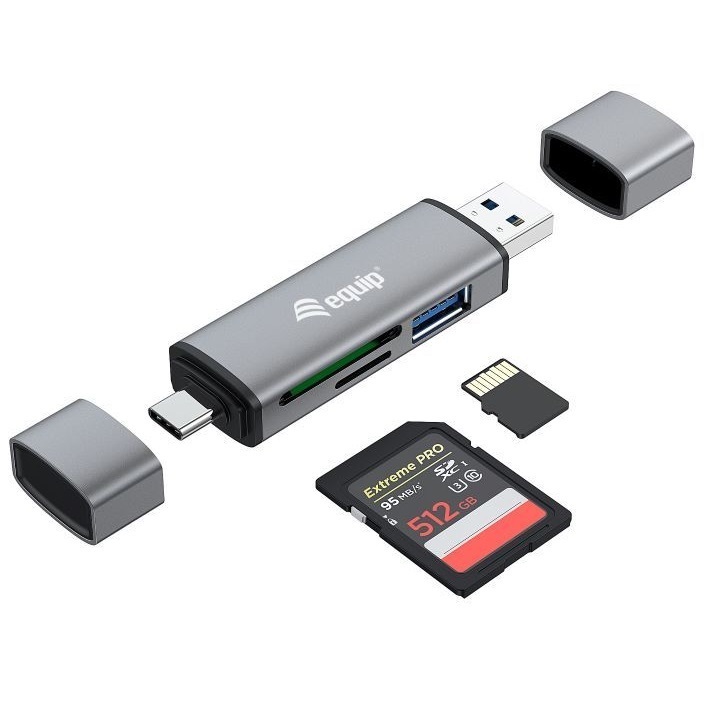 LECTOR DE TARJETAS USB TIPO A / USB TIPO C EQUIP LIFE USB 3.0/ SD/ MICRO SD