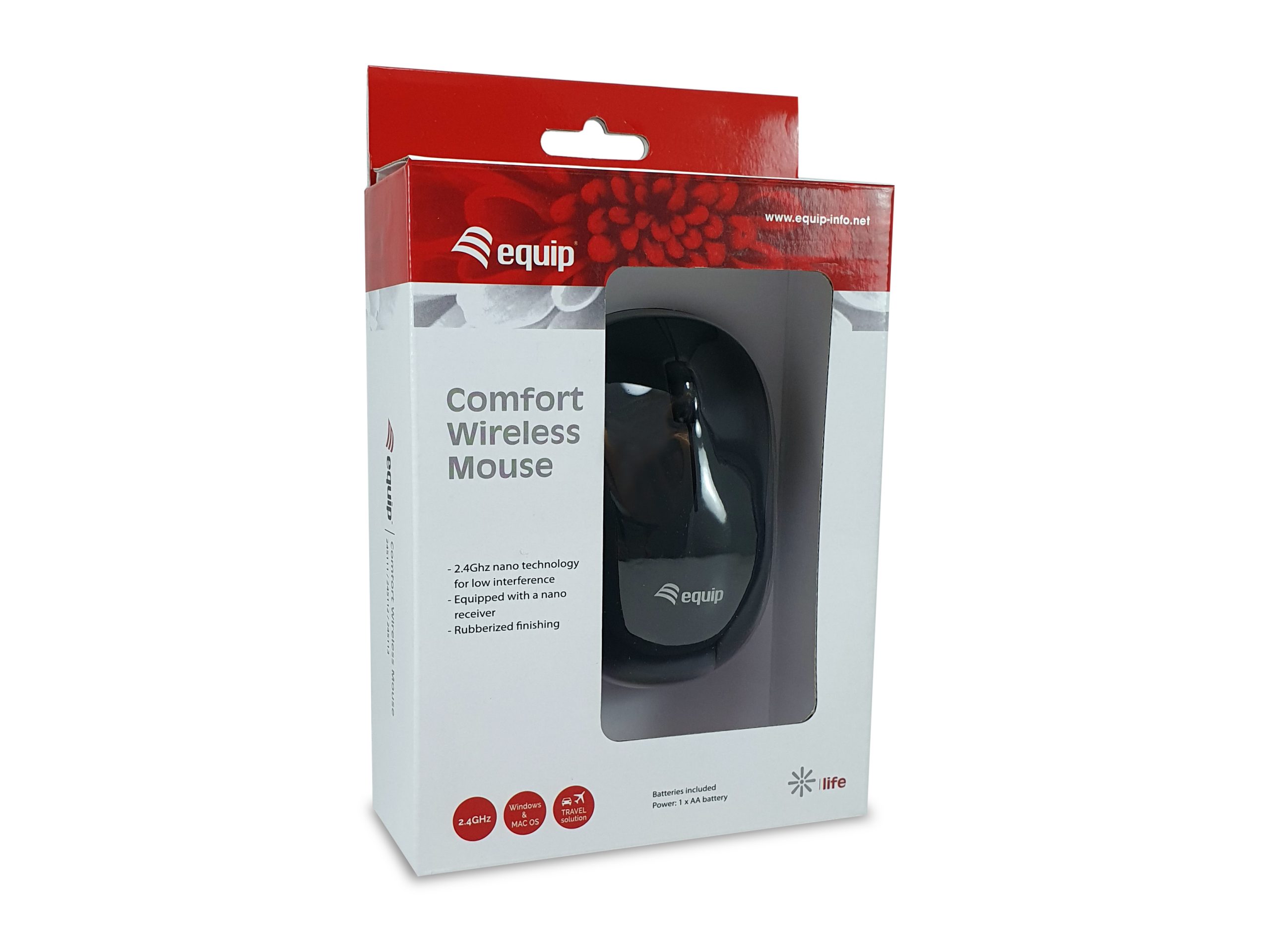 MOUSE RATON EQUIP COMFORT WIRELESS INALAMBRICO / 1200DPI / NEGRO