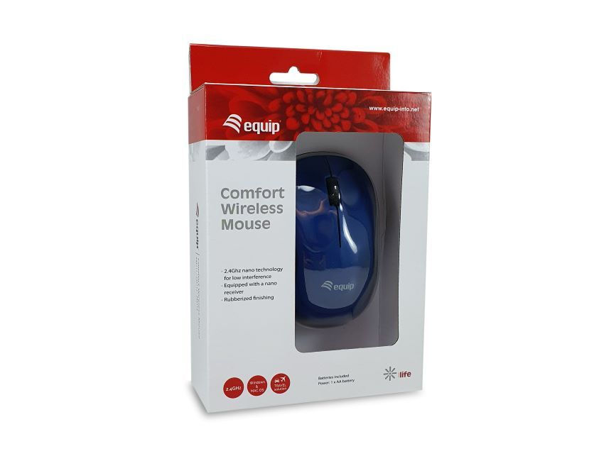 MOUSE RATON EQUIP COMFORT WIRELESS INALAMBRICO / 1200DPI / AZUL