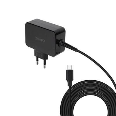 CARGADOR PORTATIL TOOQ GAN USB-C PD 65W NEGRO