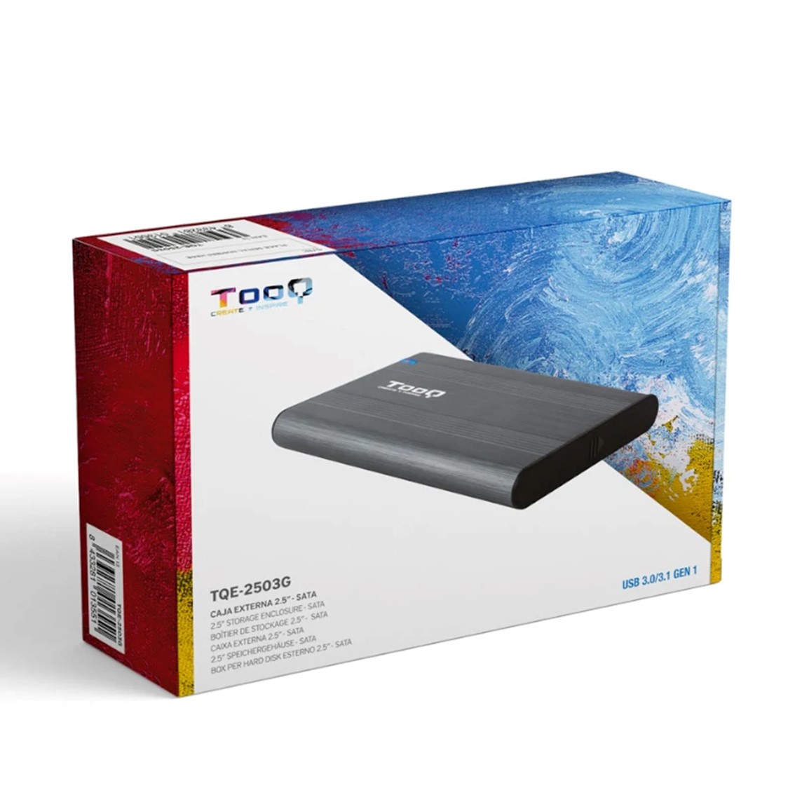 CARCASA DISCO DURO TOOQ TQE-2503G PARA SSD 2.5" USB TIPO B NEGRA
