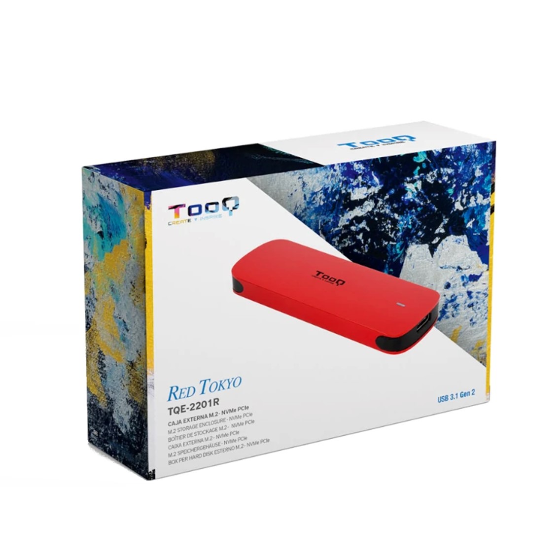 CARCASA DISCO DURO TOOQ TQE-2201R PARA SSD M.2 USB-C ROJA