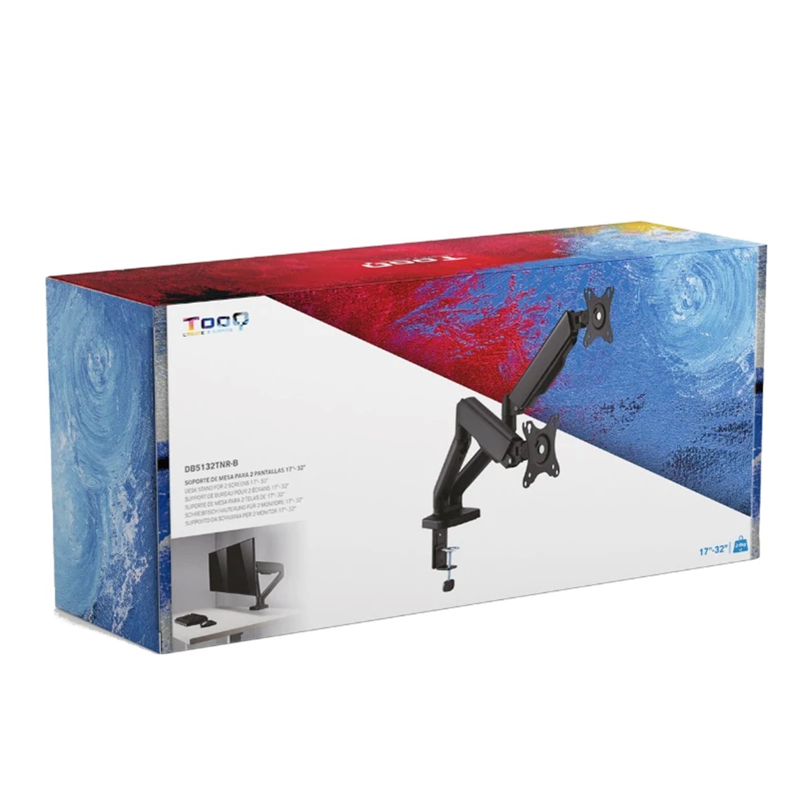SOPORTE MESA TOOQ 2 BRAZOS HASTA 32" 100X100 MAX 9KG