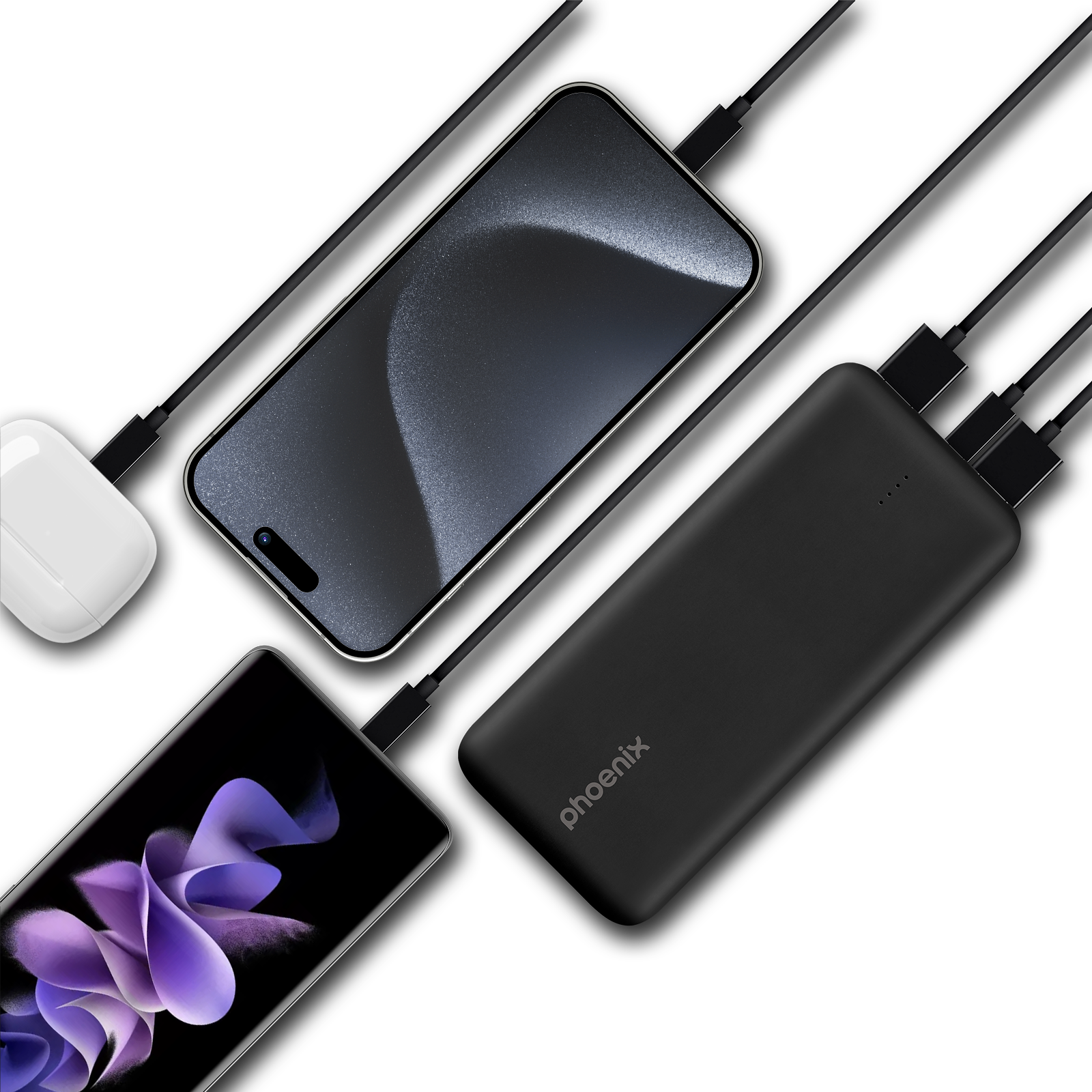 Phoenix Powerbank bateria externa 20000mAh con 2 USB Carga Rapida y 1 USB tipo C PD