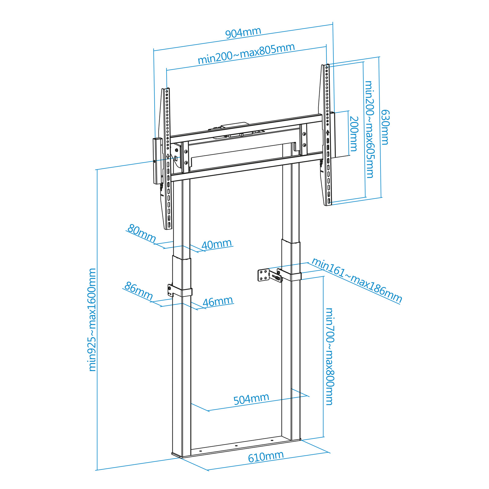 SOPORTE SUELO TOOQ FIJO ELECTRICO TITAN 55-100"